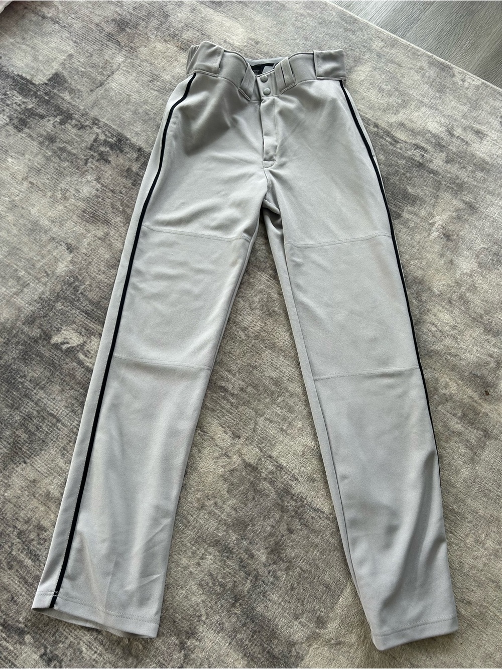 Easton Gray men’s Long Baseball Pants with Black Side Stripe